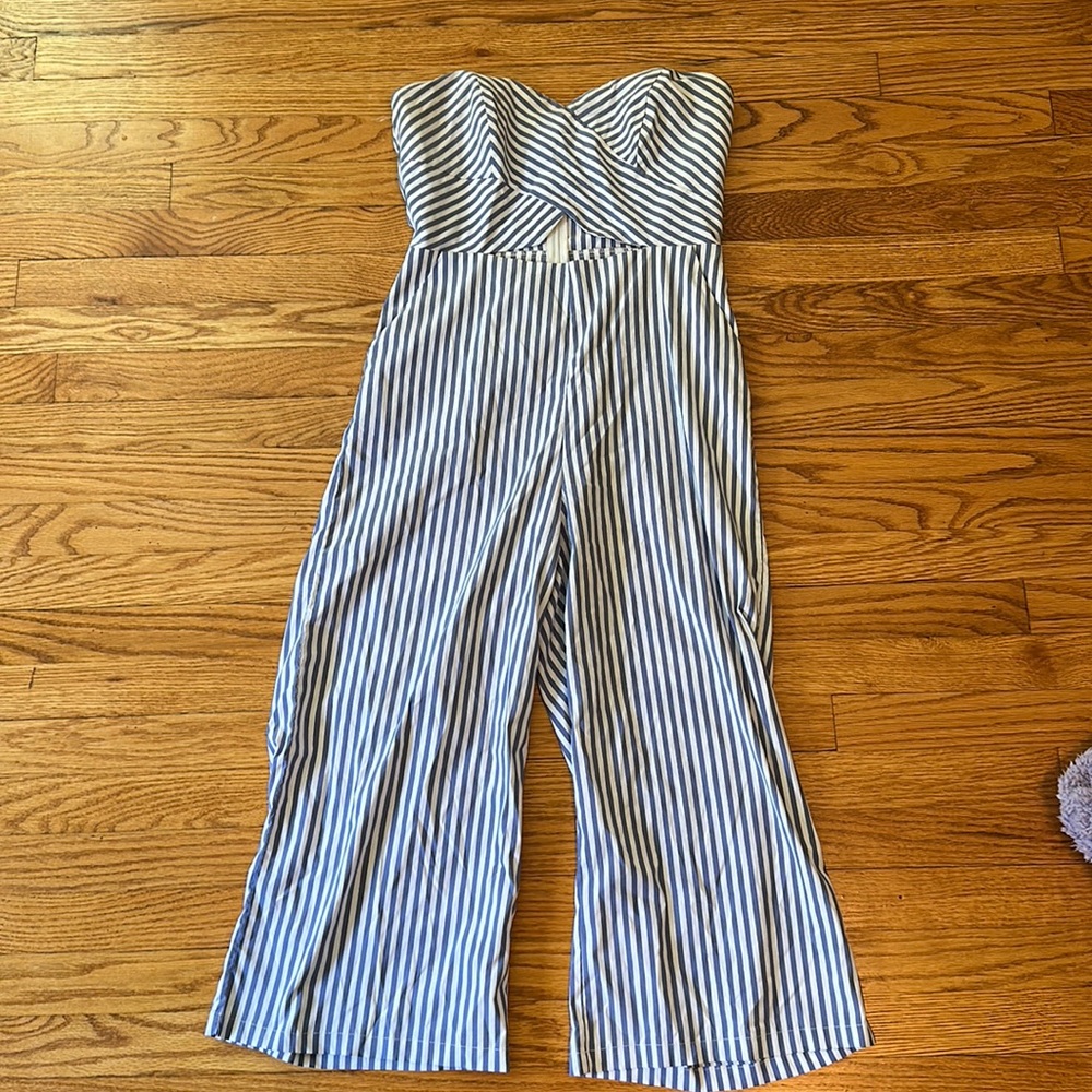 Forever 21 Women’s Striped Strapless Jumpsuit